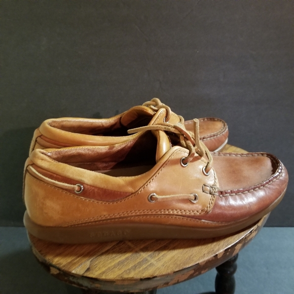 Sebago Dockside Leather Boat Slip On Casual Shoes Rust Tan Sz 7.5 - Picture 3 of 14